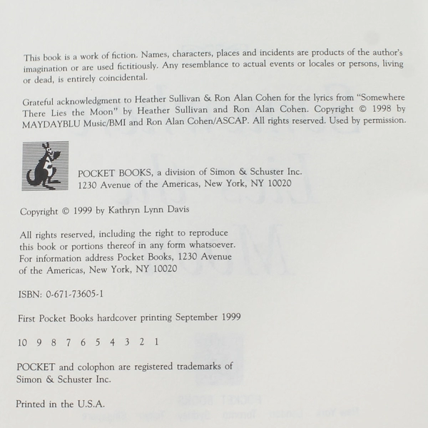 Somewhere Lies the Moon by Kathryn L. Davis 1999 Hardcover Good Condition