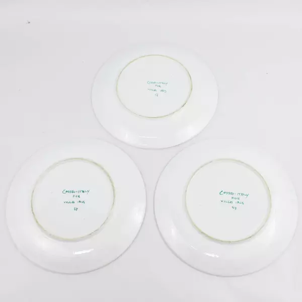 Set of 3 Cossa Italy Villa Iris Hand Painted Dinner Plates Yellow Orange Flower