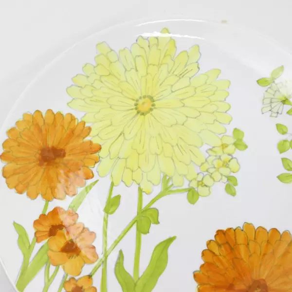 Set of 3 Cossa Italy Villa Iris Hand Painted Dinner Plates Yellow Orange Flower