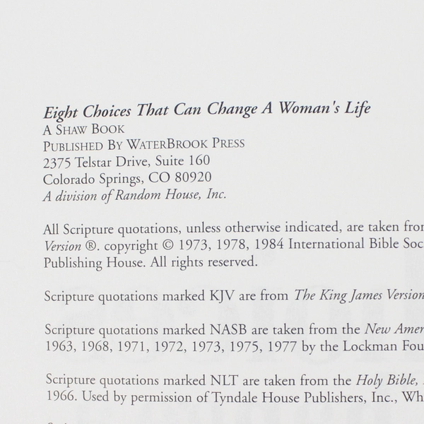 8 Choices That Can Change a Woman's Life by Jill Briscoe Christian Book