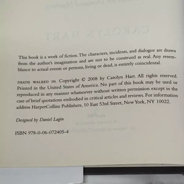 Death Walked In: A Death on Demand Mystery by Carolyn Hart 2008 Hardcover