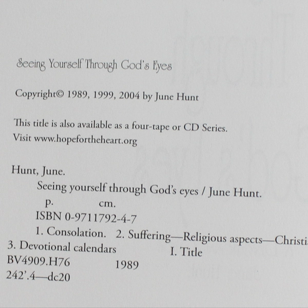 Seeing Yourself Through God's Eyes Devotional Guide by June Hunt Paperback
