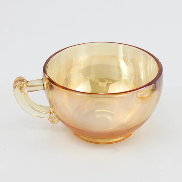 Vintage Jeanette Moderne Marigold Iridescent Carnival Glass Cup And Saucer Set