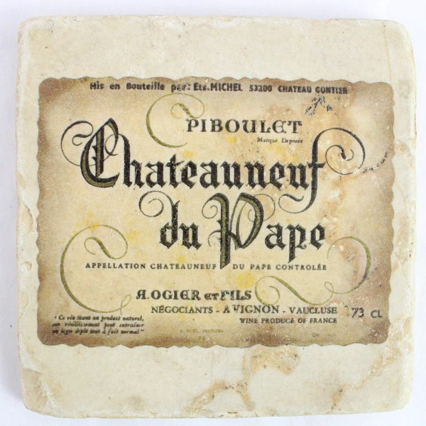 Lot of 2 Vineyard Coasters Natural Stone & Ceramic Coasters 3.75" x 3.75"