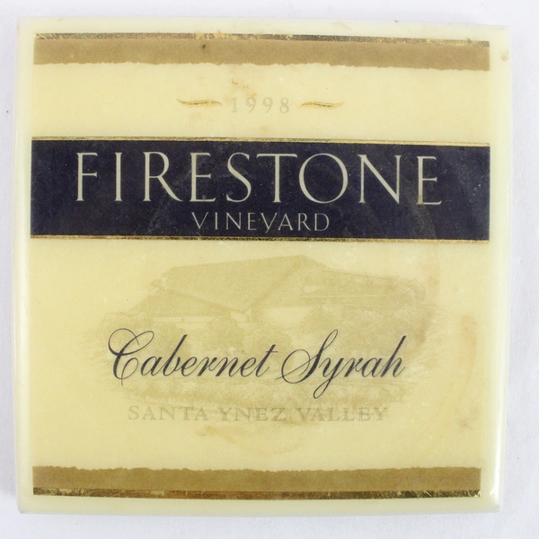 Lot of 2 Vineyard Coasters Natural Stone & Ceramic Coasters 3.75" x 3.75"