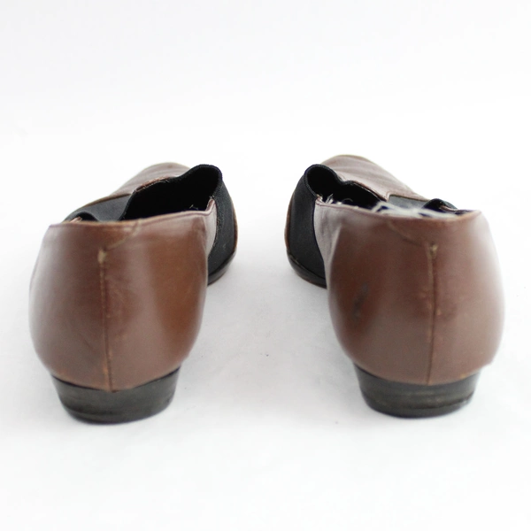 Sam & Libby Brown Leather Slip On Flats Women's Shoes US Size 7B