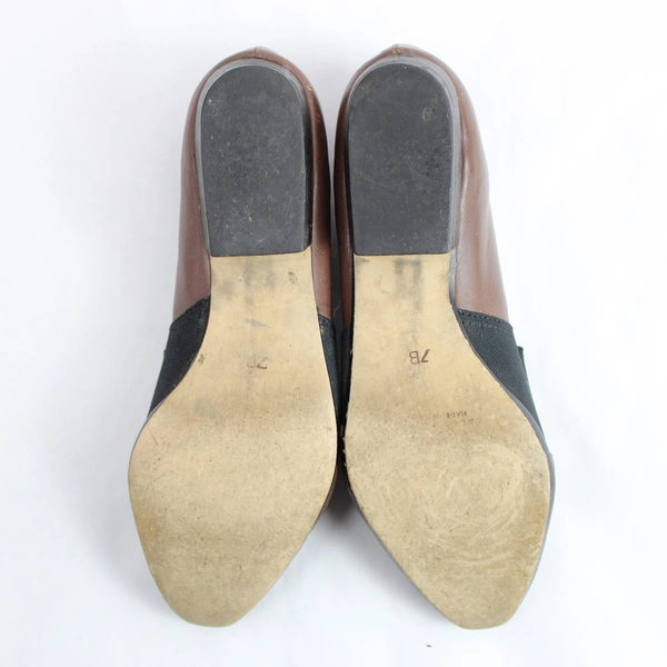Sam & Libby Brown Leather Slip On Flats Women's Shoes US Size 7B