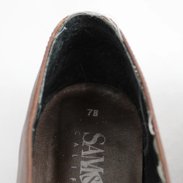 Sam & Libby Brown Leather Slip On Flats Women's Shoes US Size 7B