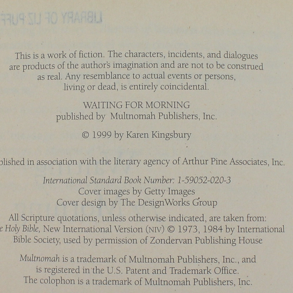 Waiting for Morning by Karen Kingsbury 1999 Paperback Forever Faithful