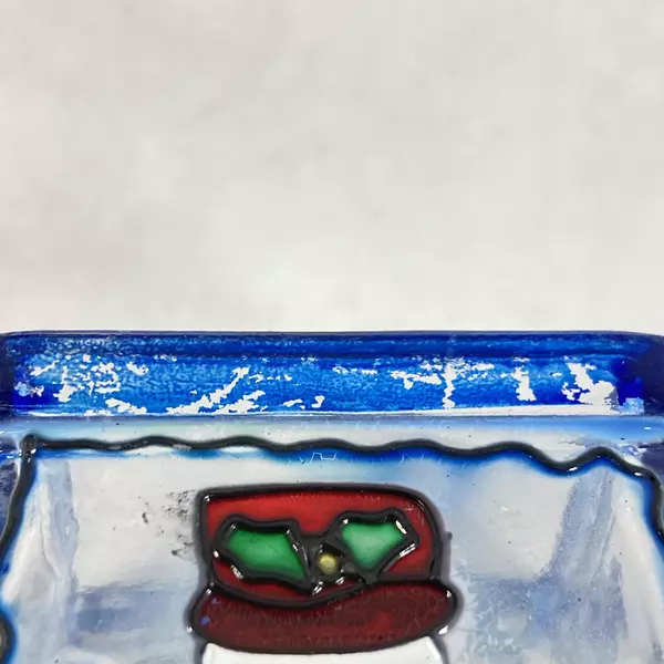 Set of 3 Square Glass Snowman Tealight or Votive Candle Holders