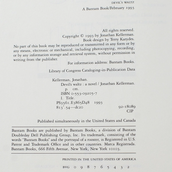 Devil's Waltz by Jonathan Kellerman 1993 Hardcover Alex Delaware Novel