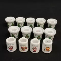 13 Porcelain Miniature Taper Christmas Candle Holders For 1/2 Inch Candles