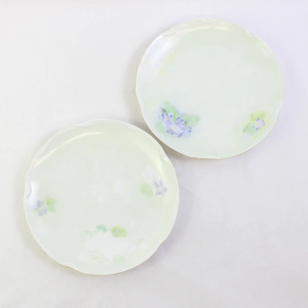 Set of 2 Antique Hand Painted J&C Louise Bavaria Porcelain Dinner Plates 9.75"