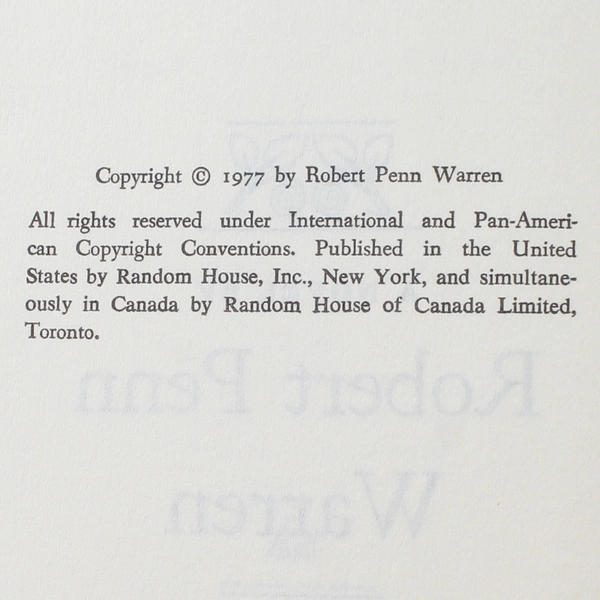 A Place to Come To by Robert Penn Warren 1977 Hardcover Good Condition