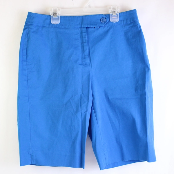 Jones New York Women's Size 8 Cerulean Blue Stretch Flat-Front Bermuda Shorts