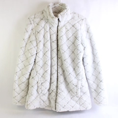 St. John's Bay Women's Fuzzy White Full-Zip Jacket Medium Warm Cozy