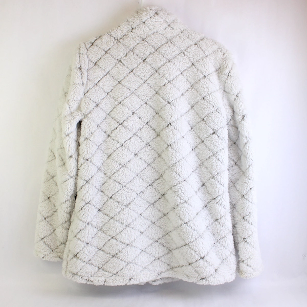St. John's Bay Women's Fuzzy White Full-Zip Jacket Medium Warm Cozy