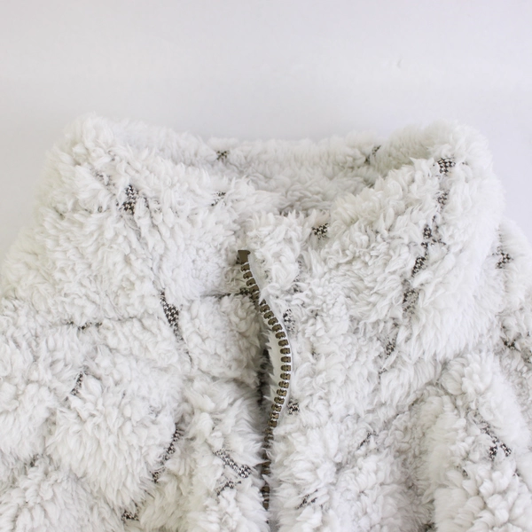 St. John's Bay Women's Fuzzy White Full-Zip Jacket Medium Warm Cozy