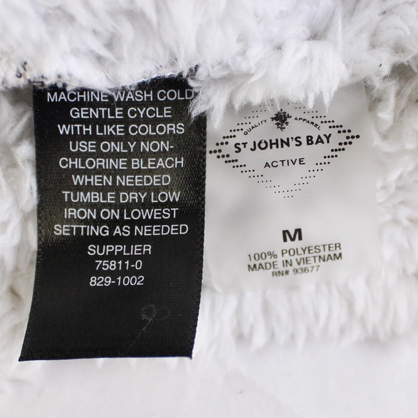 St. John's Bay Women's Fuzzy White Full-Zip Jacket Medium Warm Cozy