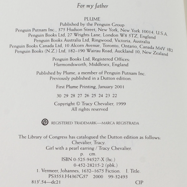 Girl with a Pearl Earring by Tracy Chevalier 2001 Paperback Good Condition