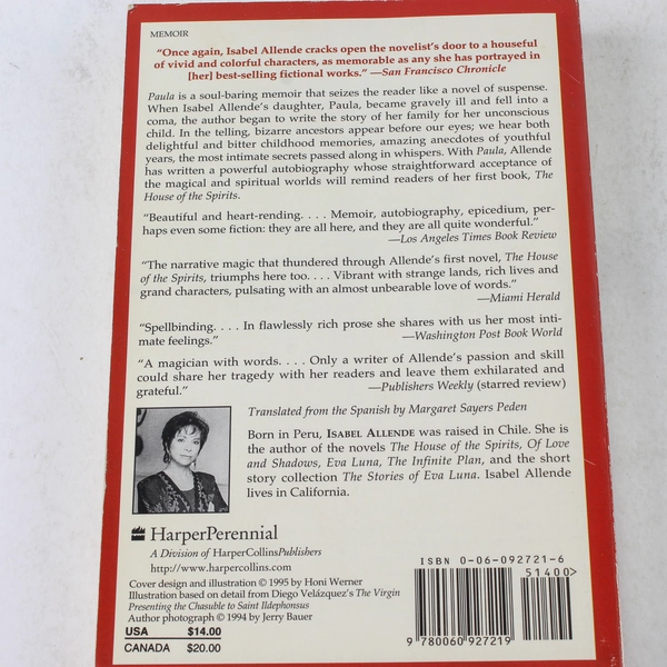 Paula by Isabel Allende 1995 Paperback Memoir Autobiography Spiritual Bestseller