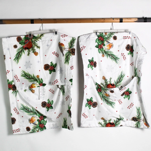 MarCielo Queen Quilt 3 Piece Set Winter Theme Holly Robin Cardinal Pinecone