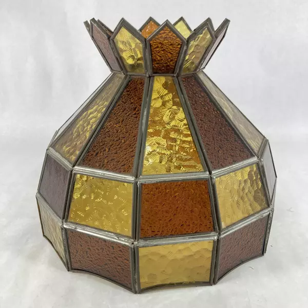 Vintage Brown and Amber Stained Glass Lamp Shade
