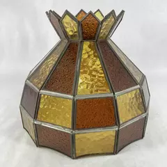 Vintage Brown and Amber Stained Glass Lamp Shade