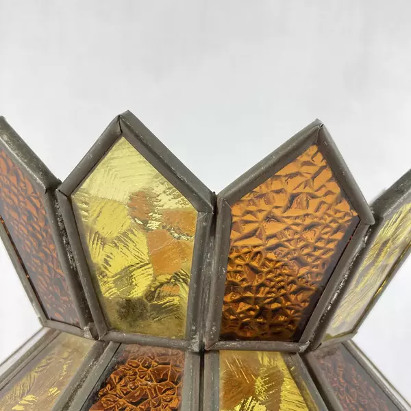 Vintage Brown and Amber Stained Glass Lamp Shade