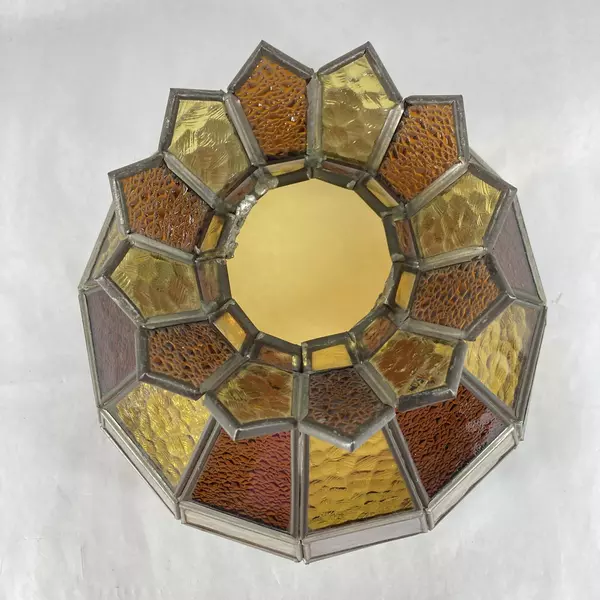 Vintage Brown and Amber Stained Glass Lamp Shade