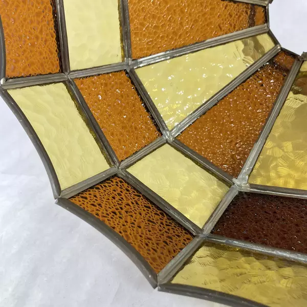 Vintage Brown and Amber Stained Glass Lamp Shade