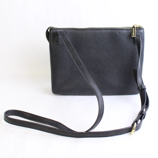 Anne Klein Small Black White Faux Leather Crossbody Purse Gold-Tone Hardware Bag