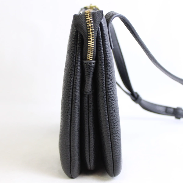 Anne Klein Small Black White Faux Leather Crossbody Purse Gold-Tone Hardware Bag