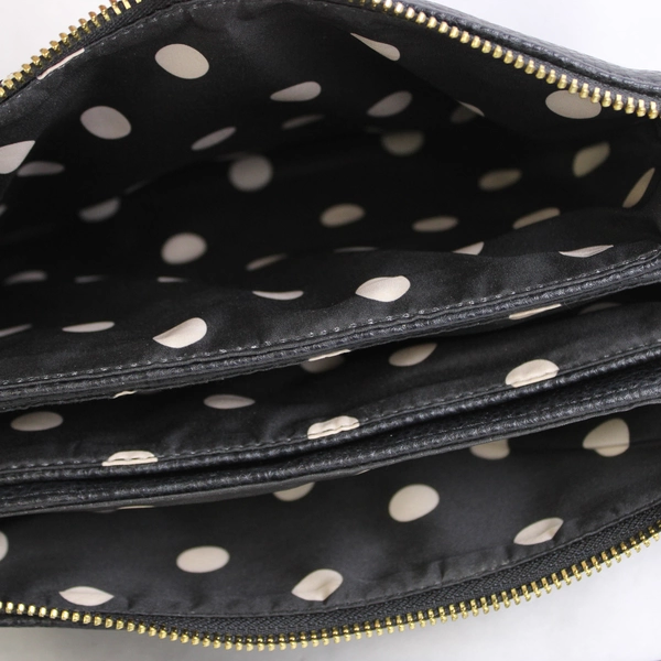 Anne Klein Small Black White Faux Leather Crossbody Purse Gold-Tone Hardware Bag