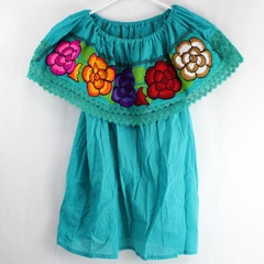 Embroidered Teal Latin-Style Sleeveless Blouse Women's Size Medium