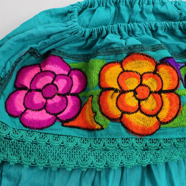 Embroidered Teal Latin-Style Sleeveless Blouse Women's Size Medium