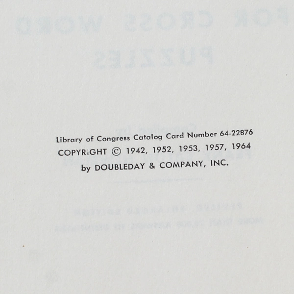 New Practical Dictionary for Crossword Puzzles by Frank Easton Newman 1964