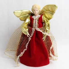 Small Angel Christmas Tree Topper Ornament Wing Decoration Doll Red Gold