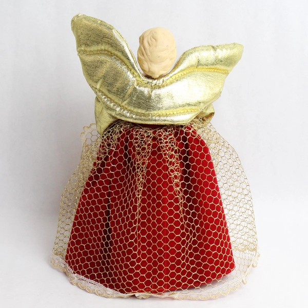 Small Angel Christmas Tree Topper Ornament Wing Decoration Doll Red Gold