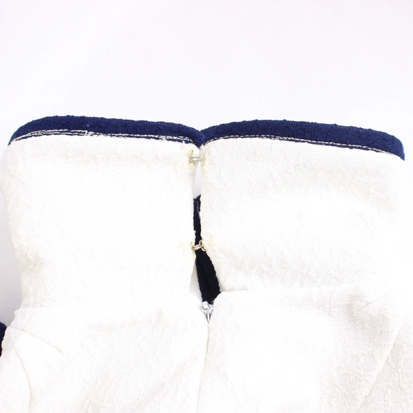 Vintage Vogue Paris Navy Blue White Midi Dress Women's Large Flawed