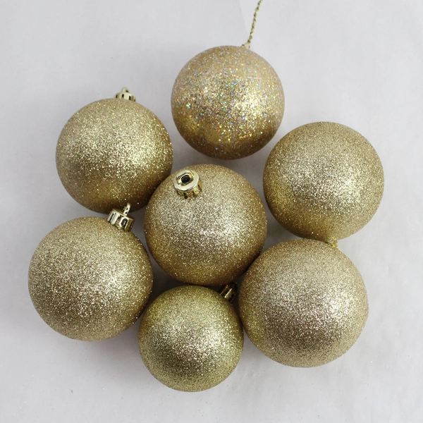 Lot of 15 Gold Glitter Christmas Ball Ornaments 1.5 and 2.5 inch