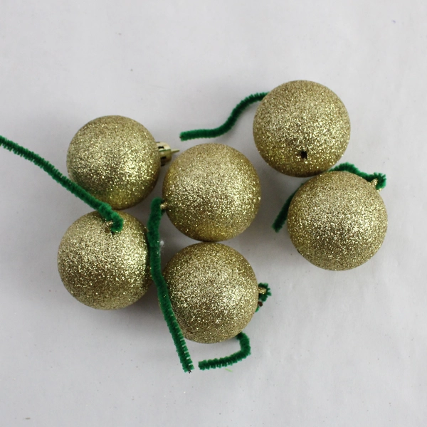 Lot of 15 Gold Glitter Christmas Ball Ornaments 1.5 and 2.5 inch