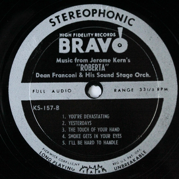 Music From Jerome Kern's Showboat & Roberta Dean Franconi Vinyl LP Used