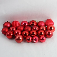 Lot of 23 Solid Red Ball Ornaments for Valentines Day or Christmas