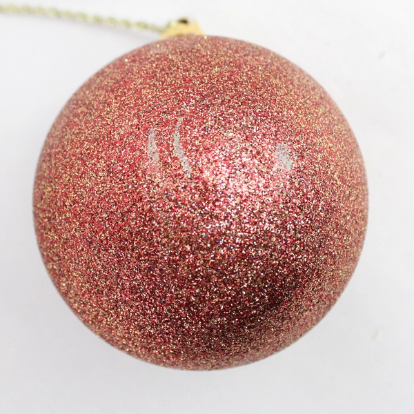Lot of 5 Red And Gold Shatterproof Glitter Christmas Ball Ornaments Gold Wires