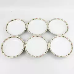 6 Antique PMR Bavaria Jaeger & Co Cereal Bowls Pink Roses Gold Trim Set