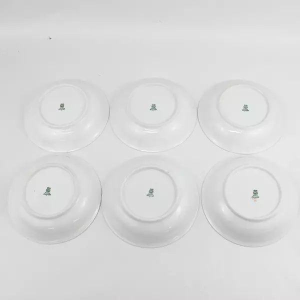 6 Antique PMR Bavaria Jaeger & Co Cereal Bowls Pink Roses Gold Trim Set