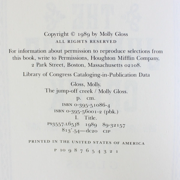 Vintage The Jump-Off Creek by Molly Gloss 1989 Paperback Houghton Mifflin