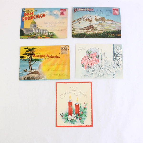 Lot of 15 Vintage 40s Souvenir Folder Postcards & Christmas Greeting Cards Used