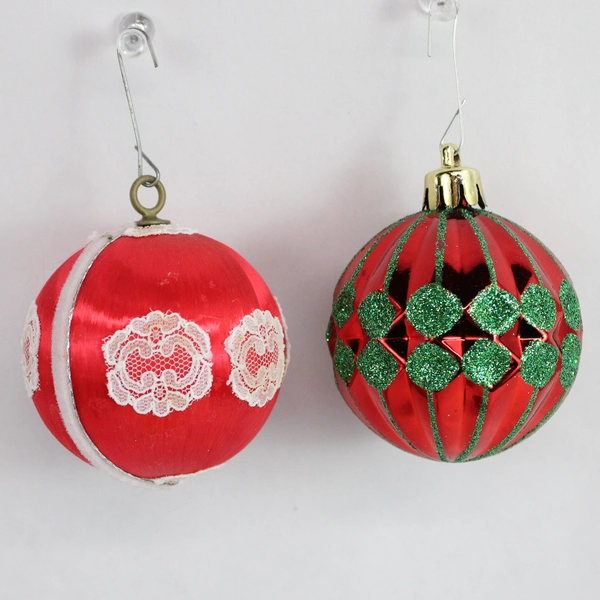 Lot Of 6 Random Red Ball Christmas Ornaments